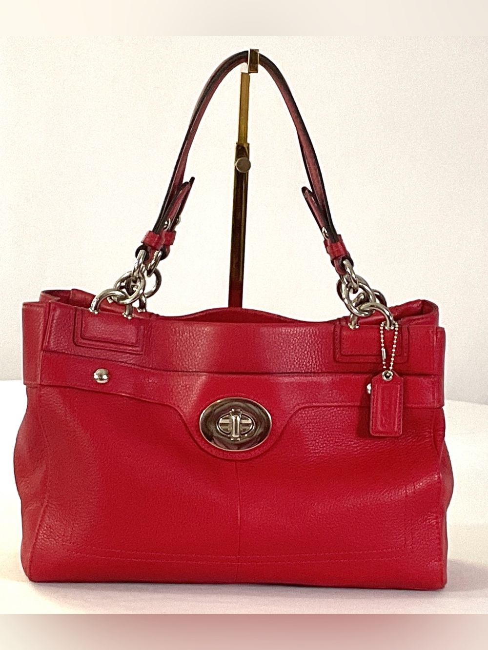Coach -F16531-PENELOPE-textured red pebbled, leather shoulder bag
